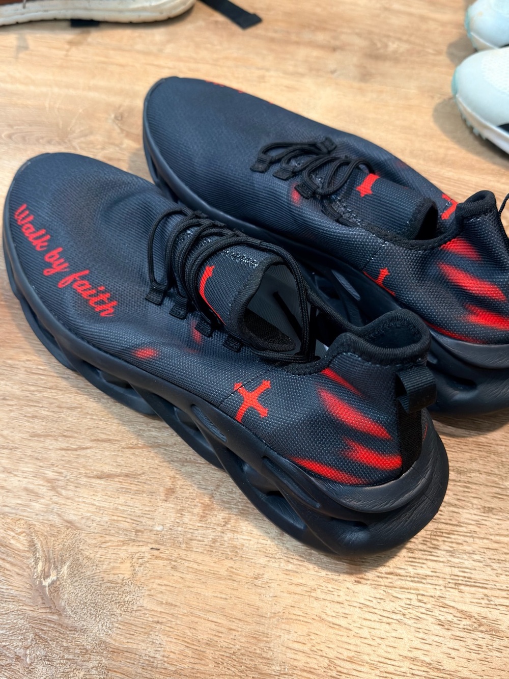 Black & Red 'Walk by Faith' Athletic Sneakers